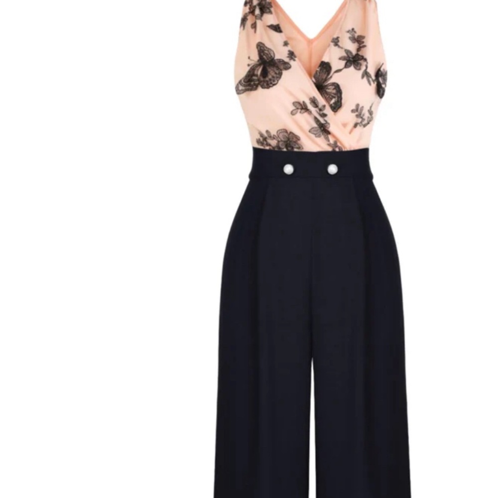 Elegant Black and Peach Jumpsuit